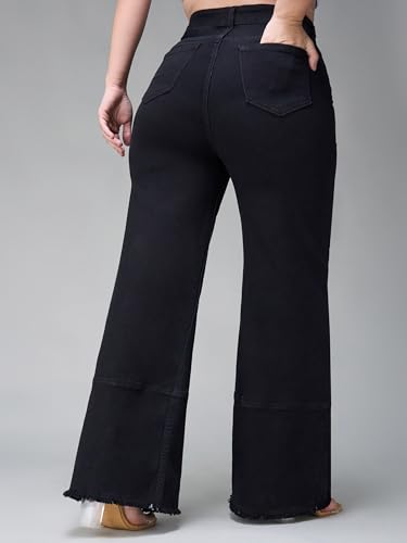 Image of Miss Chase A+ Women's Wide Leg High Rise Stretchable Denim Jeans