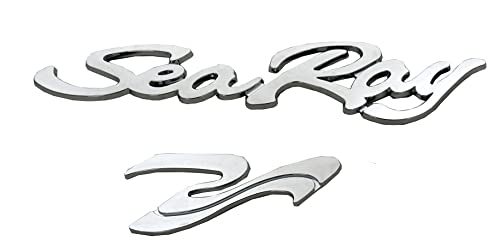 Image of 4pcs New Sea Ray Searay SR Wave Script Emblems 3D Badge etters Boat Self-Adhesive Sticker Genuine Nameplate (Chrome)