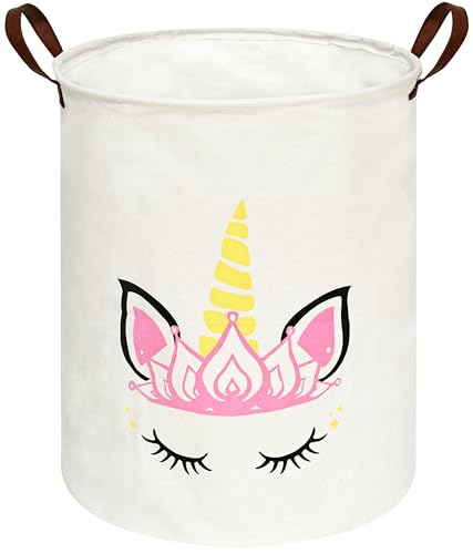 Image of MAIZMZ Baby Waterproof Storage Basket Kids Hamper Nursery Bins Organizer Gift Toy Box Laundry Basket for Women Large Canvas Collapsible Chest for Home /Dorm /Office /Room Decor