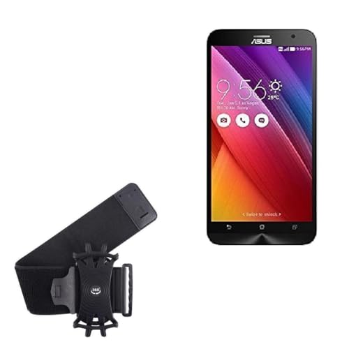BoxWave Holster Compatible with ASUS Zenfone 2 ZE551ML - ActiveStretch Sport Armband, Adjustable Armband for Workout and Running - Jet Black