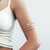 HLMYER Adjustable Open Upper Arm Bracelet - Plated Gold Cuff Bracelet for Women - Minimalist Style for Birthdays, Anniversaries, Mother's Day or Christmas - Image 6