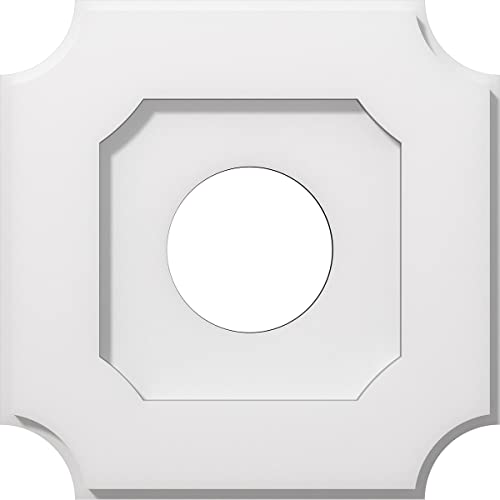 Image of Ekena Millwork CMP12LE-04000 Locke Architectural Grade PVC Contemporary Urethane Ceiling Medallions 12 inchOD x 4 inchID x 7 inchC x 1 inchP