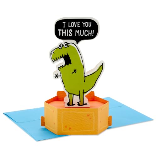 Hallmark Cartão de aniversário pop up engraçado (Dinosaur T-Rex) Paper Wonder Shoebox 3D Card