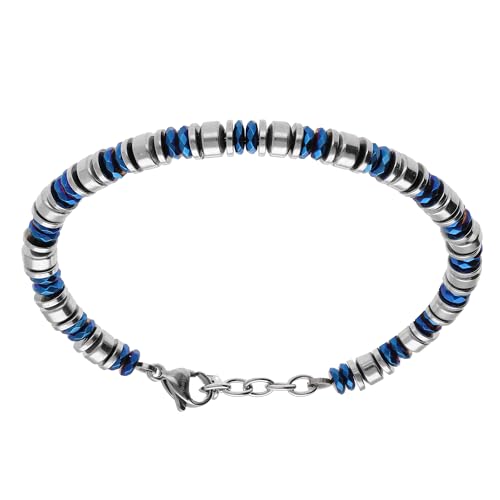 Bracelet acier rondelles PVD bleu 1001 Bijoux, l'excellence des finitions