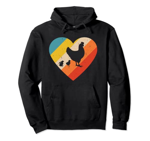 Retro Chicken Love - presente de design vintage para amantes de frango camisola com capuz, Preto
