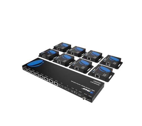 OREI HDMI Extender Splitter 1x8 – HDMI Over Ethernet Splitter up to 132ft at 4K@30Hz & 230ft at 1080p@60Hz with EDID, Loop Out, IR Control, Power Over Ethernet