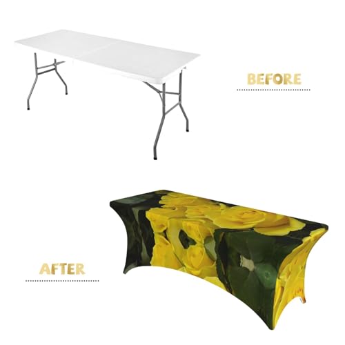 Housse de table extensible 1,8m EdWal rectangulaire en élasthanne imprimé roses