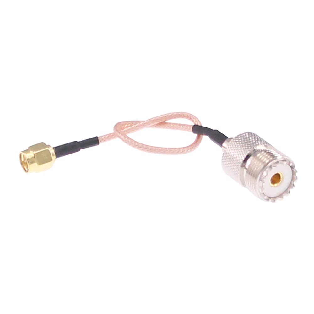 RFaha 2pcs RF Coax Handheld Antenna Cable SMA Male to UHF SO-239 Female 6in Connectors(F29-2), Copper, 6in / 15cm - Image 2