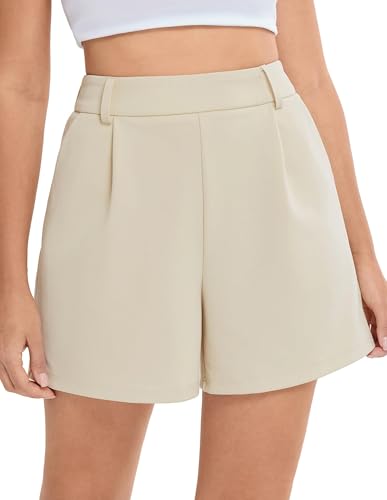 Belle Poque Womens Casual Elastic Waist Wide Leg Shorts High Waisted Summer Dressy Work Tailored Trouser Shorts with Pockets