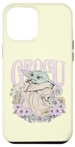 Coque iPhone 12 Pro Max Grogu Mandalorian fleurie pour le quotidien