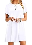 ❀Features: Loose, lässig, Mini, A-Linie, kurzarm,großzügiger und schlichter Rundhalsausschnitt. Super weich, dehnbar, vielseitig und leicht, Fließendes Kleid ,Casual Dress. Einfacher Stil macht Sie schöner, eleganter und behaglicher.