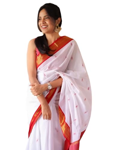 Image of South Cotton Gadwal Saree for Women | Celebrity Inspired Traditional Ethnic Wear | Chettinad & Kalyani Cotton Sarees | Soft Cotton Saree with Blouse Piece