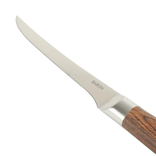 Image of Babish 1.4116 German Stainless Steel Boning & Fillet Knife with Dark Pakka Wood Handle - 6-Inch Full-Tang Flexible Kitchen Knife for Meat, Poultry, Fish & Precision Butchering