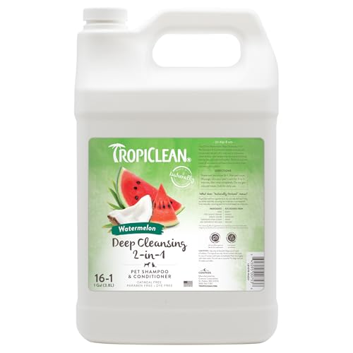 TropiClean 2-in-1 Dog Shampoo and Conditioner, Watermelon Scent, 1 Gallon