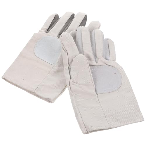 Ciieeo Guantes de Trabajo de Piel de Vaca Resistentes al Aceite y Desgaste, Dobles Capas de Lona Gruesa, Unisex, para Soldadura, Camping y Protección Industrial, Color Color Aleatorio