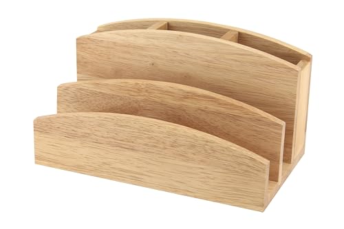 apollo THE HOUSEWARES BRAND Wood Letter Rack Desk File Storage Pen Tidy