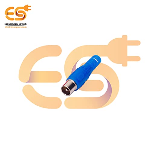 Image of Electronic Spices Blue color RCA Male plug solder audio connector Electronic Cables pack of 5pcs