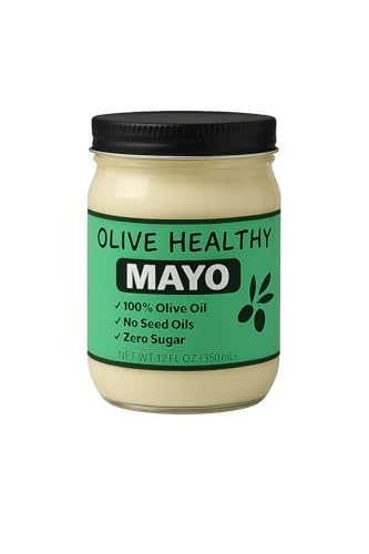 Olive Healthy Mayo made with 100% Olive Oil, No Seed Oils and Zero Sugar, 12 Ounces
