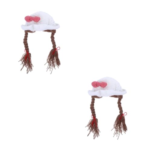 Bonnet d'hiver pour chien avec nœud | Chapeau tressé créatif pour séance photo d'anniversaire