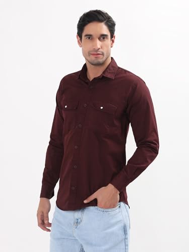 Image of Premium Men Plain Shirt Full Sleeve | Button Down Collar RFD Lightweight Fabric | Regular Fit Casual Wear Shirt with Double Pocket Design