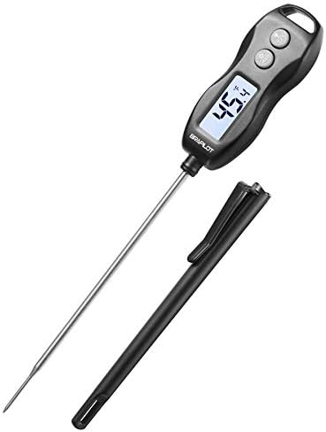 BRAPILOT Digital Food Meat Candy Thermometer - FT200 Instant Read Probe Thermometer Backlit Auto Off Waterproof for Cooking BBQ Kitchen Grill Milk (Black Color)