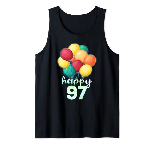 Fun Happy 97 Year Old Coloridos Globos Camisa de 97 cumpleaños Camiseta sin Mangas