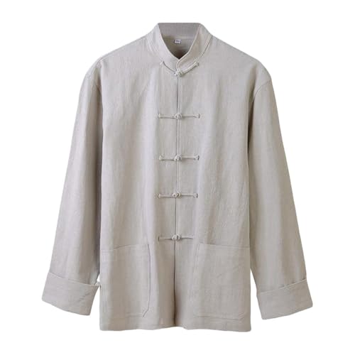 ZooBoo Men's Linen Cotton Tang Suit Jacket – Chinese Traditional Long Sleeve Coat