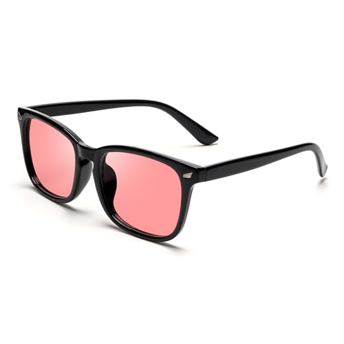 Image of Fluorescent-41 Pink Tinted Blue Light Blocking Glasses for Migraine, Light Sensitivity, Photophobia JF5002