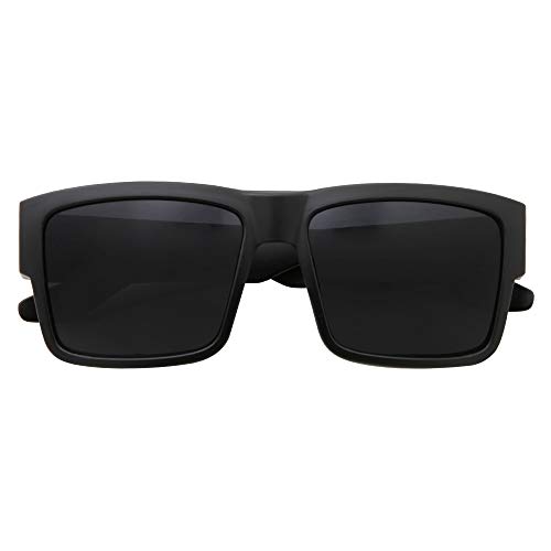 Image of grinderPUNCH Square Black Super Dark Stylish Modern Sunglasses for Men & Women Fashion Shield Large UV Protection Sunglasses
