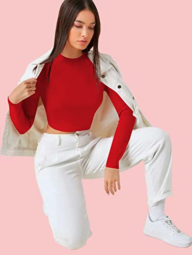 Image of Dream Beauty Fashion Women's Casual Round Neck Long Sleeves Stylish Crop Top - 17 inch Inches (Tee-Tally 02)