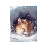 Hibernation Hamster Blanket Throw Ultra Soft Light Anti-Pilling Cozy Fleece Blankets All Seasons Bedroom Living Room Bed and Sofa Fuzzy Blanket Quilt Decor Tapestry Gifts Size 60'X50' in