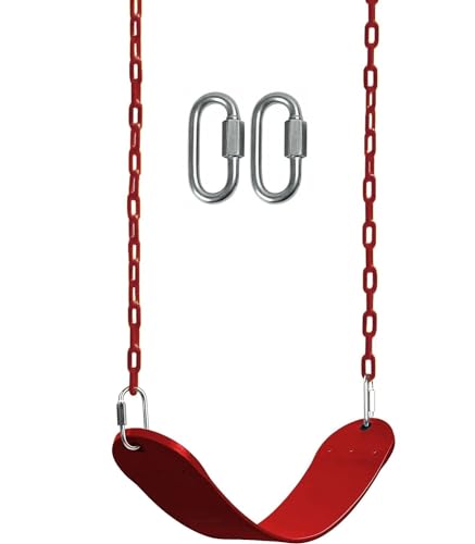 Image of Flexible Swing Seat Set for Kids /Adults Outdoor Park Garden Tree Backyard with Meter Plastic Coated Chain, Weight Support Upto 150kg, (1.5 Meter, Red)
