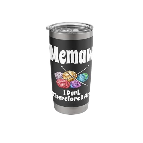 Funny Memaw I Purl Therefore I Am Knitting Crochet Yarn Love Stainless Steel Insulated Tumbler -  Merch on Demand, 411S5PCAGBSUSblack