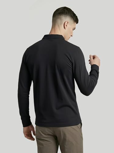 Image of TECHNOSPORT Men's Solid Full Sleeve Polo T-Shirt MATPIQ Quick Dry Slim Fit Sports Tee for Travel Casual Smart Wear UPF50+ Anti Odour