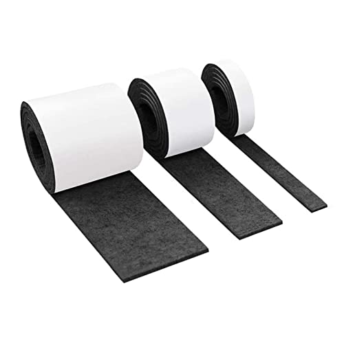 3 Pacote de de feltro feltro autoadesiva, de feltro de poliéster para móveis e superfícies, PRETO