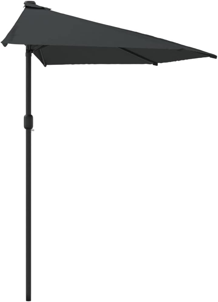 Large Outdoor Patio Umbrella with Aluminum Pole Anthracite 106.3"x56.7" Half Round UV Protective Fabric Crank Mechanism for Garden Pool Backyard Shade