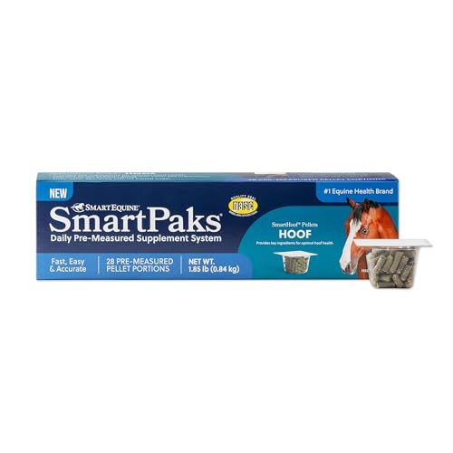 SmartEquine SmartHoof SmartPaks Pellets | Horse Biotin Joint Support Supplement with Essential Minerals for Healthy Hooves | Contains Methionine, Lysine, Copper, Zinc and More | 28 Days | Daily Paks