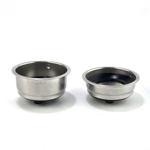 2 unidades de cesta de filtro de café extraíble de acero inoxidable portafiltros, filtro ultrafino para cafetera espresso, fácil limpieza, color plateado y negro, 1 y 2 tazas