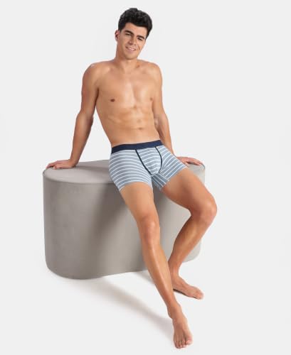 Image of Jockey US68 Men Super Combed Cotton Elastane Stretch Stripe Trunk with Ultrasoft Waistband