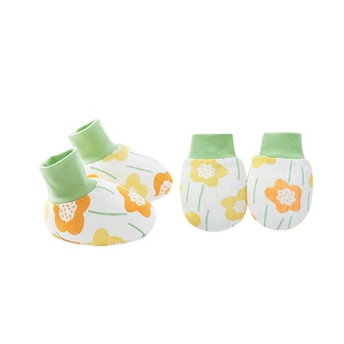 ZYHARUKO Juego de guantes transpirables para niñas y niños, guantes de algodón y calzado, guantes de mano para niños pequeños, Flores amarillas y g, Talla única