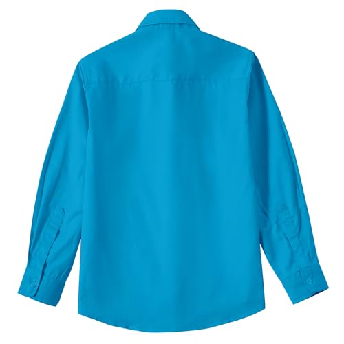 Image of Boys' Button Down Dress Shirts Kids Long Sleeve Solid Collared Uniform Shirt for Toddler Boy (Size 2T-20)