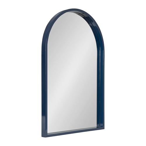 Kate and Laurel Travis Modern Arched Wall Mirror, 20 x 30, Navy Blue, Decorative Arch Bathroom Mirror for Over Sink or for Use as Living Room Wall Decor Accent