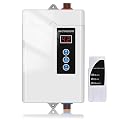 Tankless Water Heater Electric, 3000W 110V Instant Hot Water Heater Under Sink, On Demand Water Heater With Remote Control, Mini Water Heater Electric Tankless Under Sink for RV, Kitchen (White)