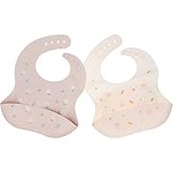 [§＆∞＆ＣＯＣＯ] 保育士推薦 シリコンビブ 離乳食 エプロン 2枚セット 丸洗い可 食事用エプロン 幅広ポケット付き サイズ調節ボタン付き 折り畳み可 スタイ 食洗器で洗える 保育園用 ベビービブ 軽量 持ち運び用(Ａタイプ)