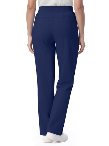 Image of Scrub Pants for Women - Straight Leg Medical Scrub Pants with 6 Pockets - Drawstring Soft Stretch Women Scrub Pant