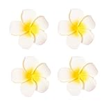 Love Sweety 4pcs Hawaiian Plumeria Hair Clips Galsang Flower Barrettes for Beach Party (4pcs White)