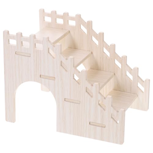 Veemoon Échelle en Bois Naturel pour Hamster Grand Format d'escalade et Cachette pour Petits Rongeurs Accessoire Décoratif et Résistant pour Cage Échelle...