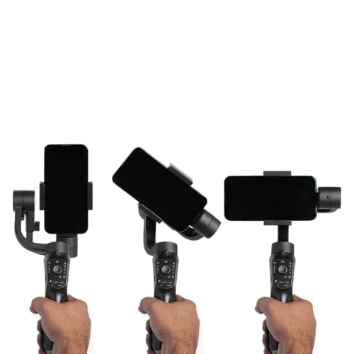 Image of Amazon Basics Handheld Gimbal Stabiliser with 3-Axis Feature and Tripod, Facial Tracking, Time Lapse, FPV, Up to 12 Hours Operational Time, Compatible with All Smart Phones (Dark Grey)