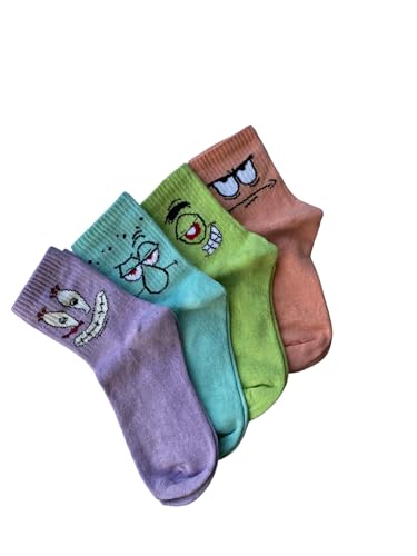 Unisex Patterned College Socks - 4 Pairs Set | Comfortable & Durable Cotton Socks2