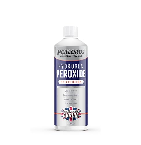 McKLords Commercial - Hydrogen Peroxide 6% 1L - Multi-Purpose Cleaner & Stain Remover for Hard Surfaces Carpet Fabric & Upholstery